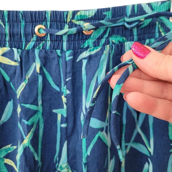 Lilly Pulitzer Piper Crop Bamboo Print Pants Womens Sz S Blue Resortwear Casual - Picture 6 of 6